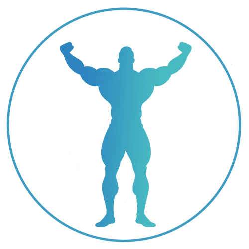 Icon of musclular man after using full body exercise bike