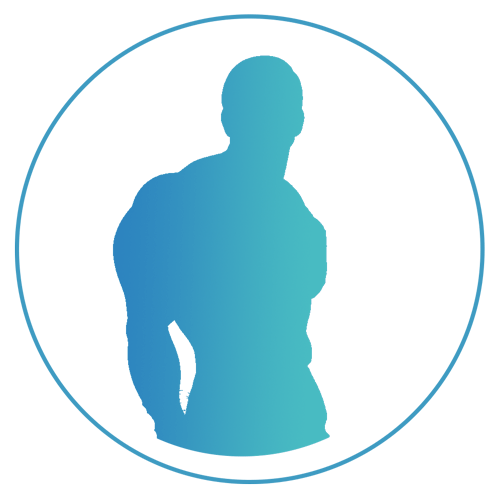 Icon of silhouette of man after triceps cycling using a triceps bike