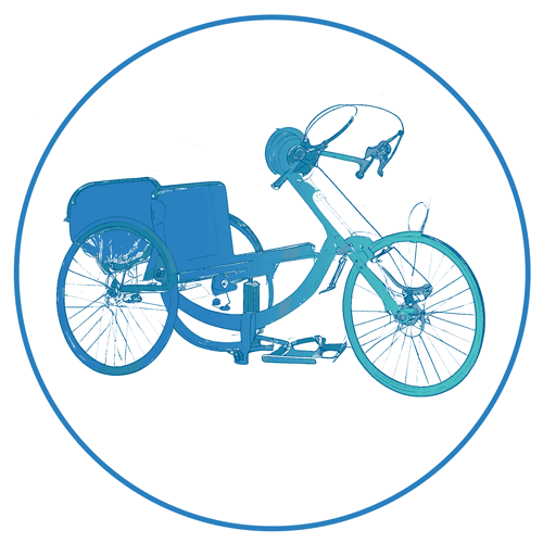 sketch art of traditional hand cycle with 3 wheels icon