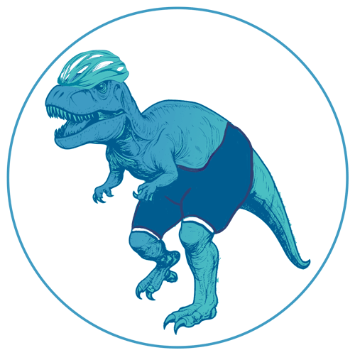 T-rex-in-cycling-gear-representing-small-arms-without-using-arm-bike-icon